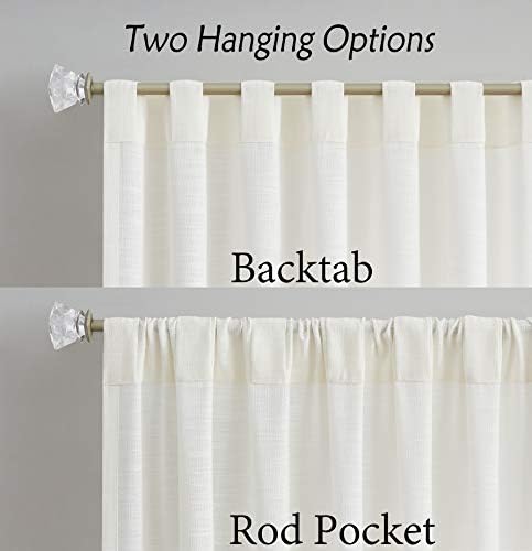 Central Park Ombre Backtab Semi Sheer Curtain, Cream White to Gray