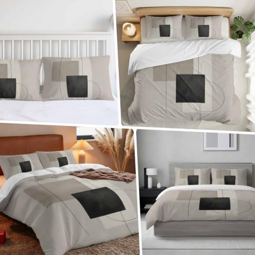 Duvet Cover Twin Size, Geometric Abstract 3-Piece Bedding