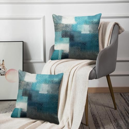 Emvency Throw Pillow Covers Set of 2, 22 x 22 Inch, Abstract Teal