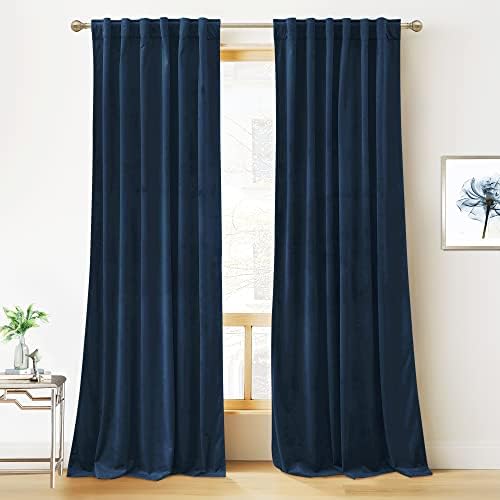RYB HOME Velvet Curtains 120 inches Long, Extra Long High Ceiling