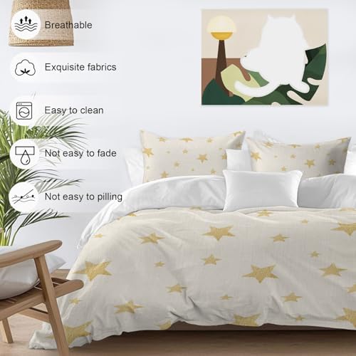 Boho Minimalist Bedding Duvet Cover Queen Size - 1 Quilt Cover 90x90