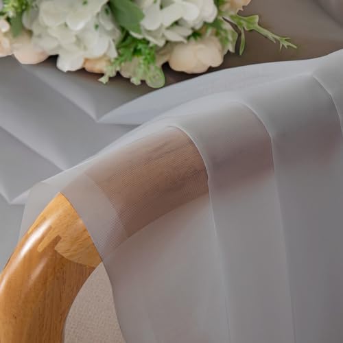 OWENIE Light Grey Sheer Curtains 84 inches Long 2 Panels Set for