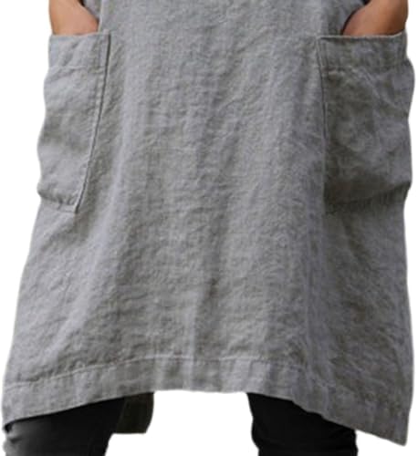 Womens Back Pinafore Apron Dress Square with Pockets Cooking Baking
