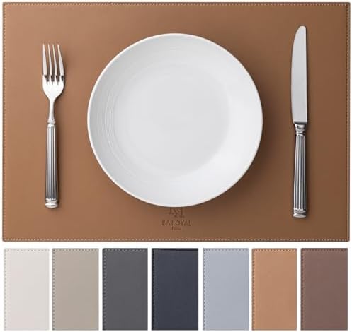 Baroyal Faux Leather Placemats Set of 6 Vinyl Washable Wipeable Table