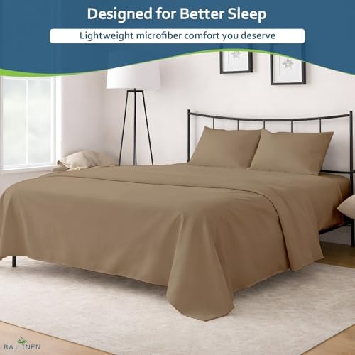 Rajlinen Queen Sheet Set Microfiber Bed Sheets, Ultra Soft Hotel