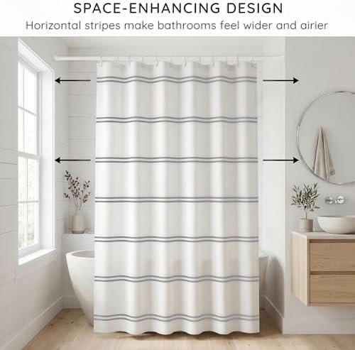 Belora Home Grey and White Shower Curtain for Bathroom - 72x72 Inches