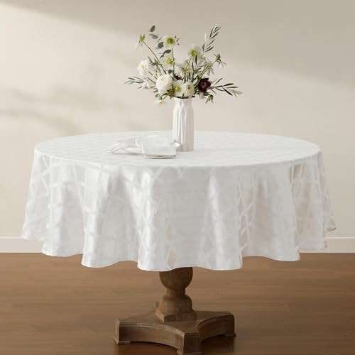 Lenox Laurel Leaf Tablecloth, White - 90" W x 90" L Round