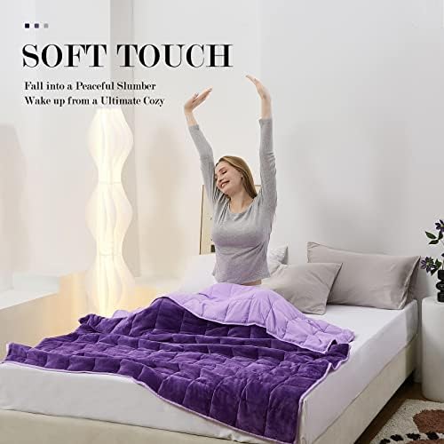 Satwip Weighted Blanket 10 Pounds Purple Fuzzy Warm Flannel Bed