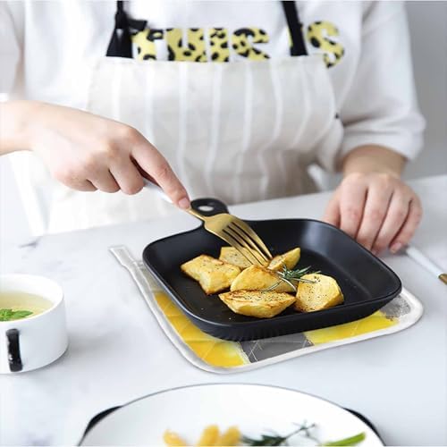 Quilted Cotton Terry Cloth Oven Mitt, Pot Holder Yellow Gradient Gray
