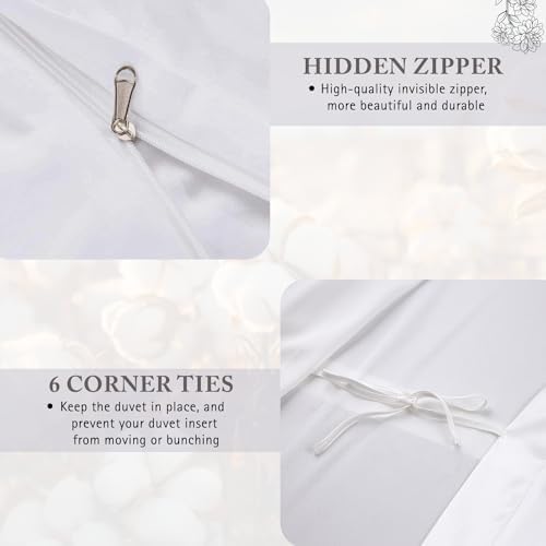 Queen Duvet Cover Set 1000 Series 100% Egyptian Cotton, 3PC, White