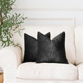 NiNi ALL Black Velvet Throw Pillow Covers 18x18 Set of 2 Sofa Couch