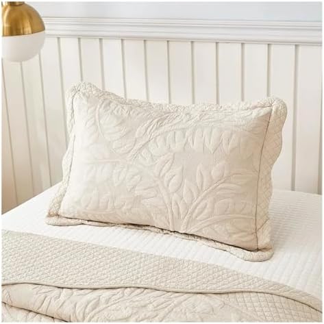 3-Piece Cotton Twin Quilt Set Embroidered Quilted Bedding Bedspread