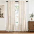 Hokibero Cream Linen Curtains 120 Inches Long for Living Room 2 Panels