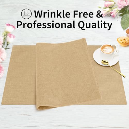 Cloth Placemats, Set of 4 Heat-Resistant Cotton Linen Blend Double