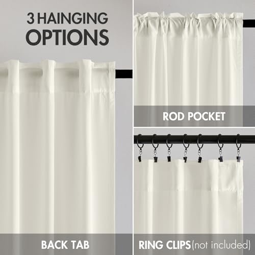 EMEMA Ivory Privacy Sheer Curtains 2 Panels W52xL96 Inch Light