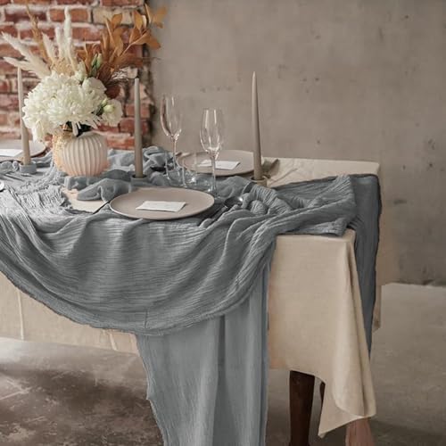 12 Pack Cheesecloth Table Runner, 35x120 Inch Boho Gauze Fabric Table