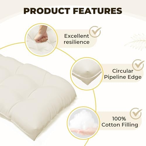 Wicker Chair Cushions, 5Pcs Outdoor Cushions Sets, Cream