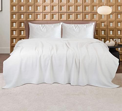 100% Cotton Waffle Weave Blanket, King Size 90 x 108 Inches, 300 GSM