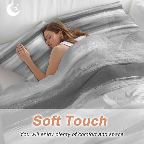 3 Piece Grey Ombre Duvet Cover Set Queen Size, Microfiber