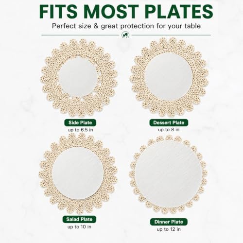 Eiyye 13.8'' Woven Placemats Set of 6 Handwoven Round Table Mats