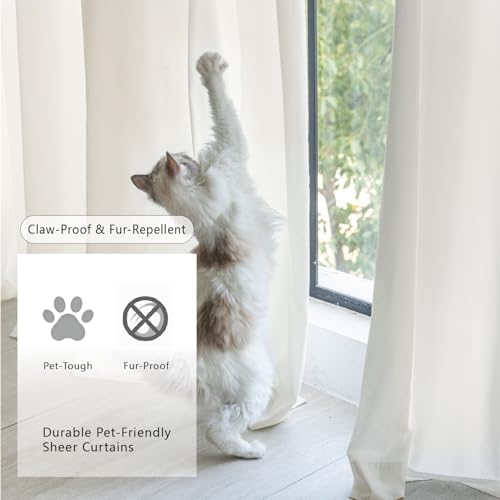 Non-See-Through Beige Privacy Sheer Curtains 72 Inch Long 2 Panels