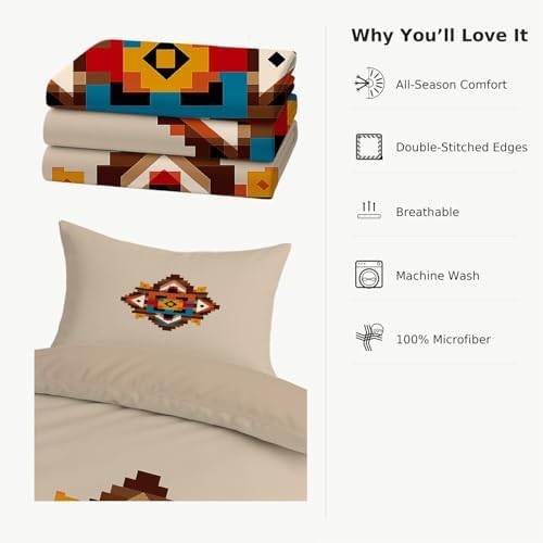Breathable Duvet Cover Set Microfiber Comforter Cover Minimalist Retro