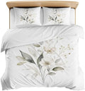 Duvet Cover Queen Size, Farmhouse Leaves 3-Piece Bedding