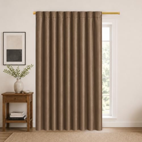 AMAY Back Tab Blackout Curtain Panel, 52" W x 120" L, Coffee, 1 Drape