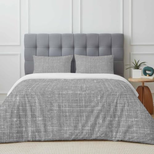 Linen Texture Full Duvet Cover Set - 4 Pcs Comforter Cover Bedding