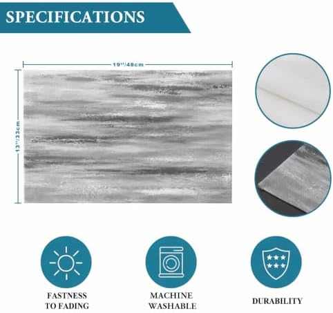 Gray Texture Placemats Set of 8, Cotton Linen Fabric Place Mats