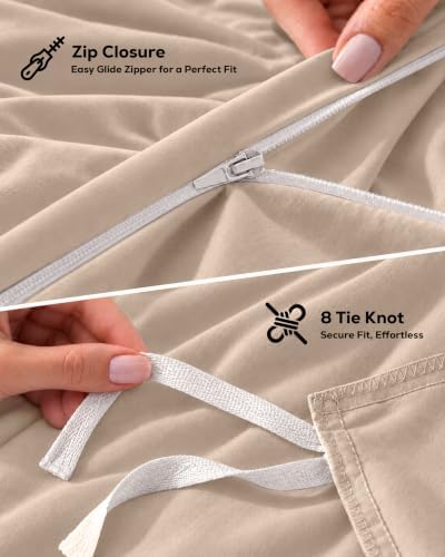 Duvet Cover Full, 3 Piece Cotton Like Polyester With Zipper Closure