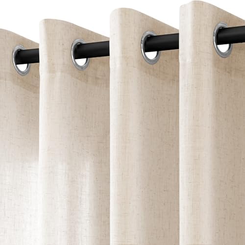 Extra Wide 100 x 108 inch Linen Curtains for Living Room Divider Light
