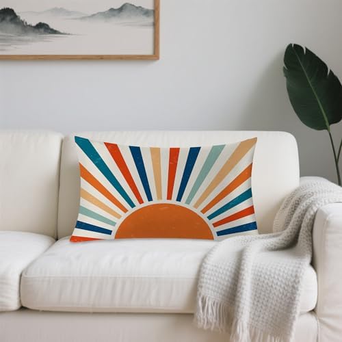 1 Pack Satin Pillowcase for Hair and Skin Retro Colourful Sunset