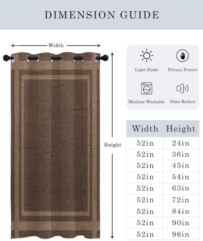 Brown Linen Curtains 96 inches Long for Living Room Bedroom Rustic