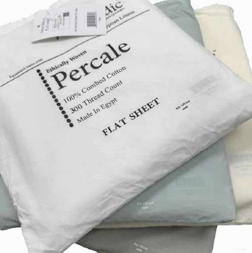 Oversized Cotton Percale Flat Sheet Only for Full Bed (102” x 112”)