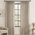 Pinch Pleated Faux Linen Curtains 96" Taupe Light Filtering Drapes