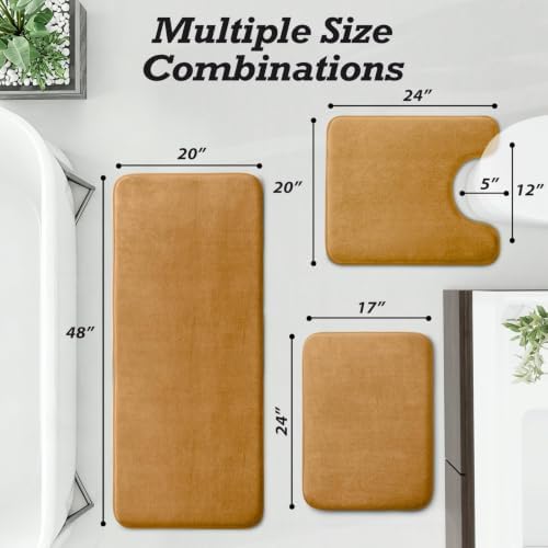 HUXMEYSON Bathroom Rugs Sets 3 Piece, Non-Slip & Quick Dry Bath Mat