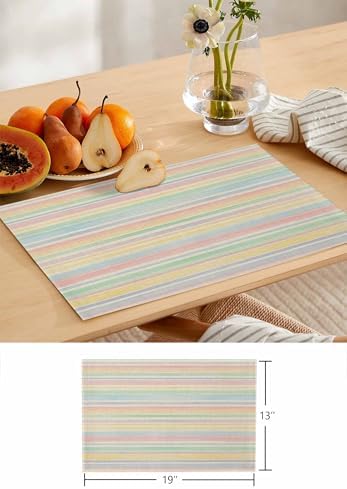 Stripes Table Runner and Placemats Set of 6 Vintage Multi Stripe