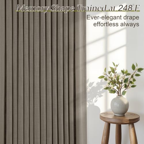 Chocolate Brown Linen Pinch Pleated Curtains 96 Inch Length 2 Panels