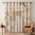 Neutral Geometric Curtains 42" W x 84" L, 2 Panels, Room Darkening