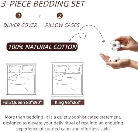 Gray White Striped King Duvet Cover Set 3-Piece 100% Cotton Ultra Soft