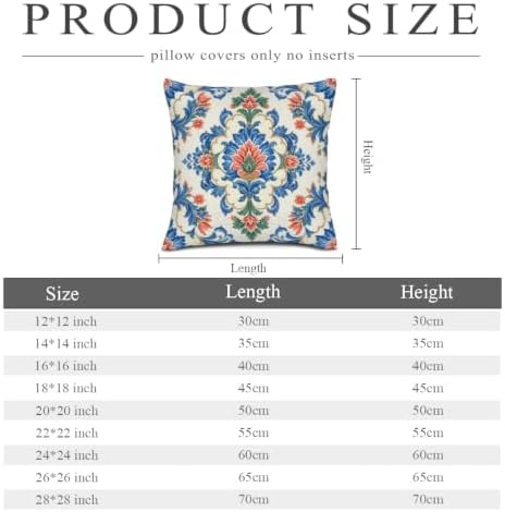 Blue Coral Floral Pillow Covers 20x20 Inch Set of 2 Linen for Home