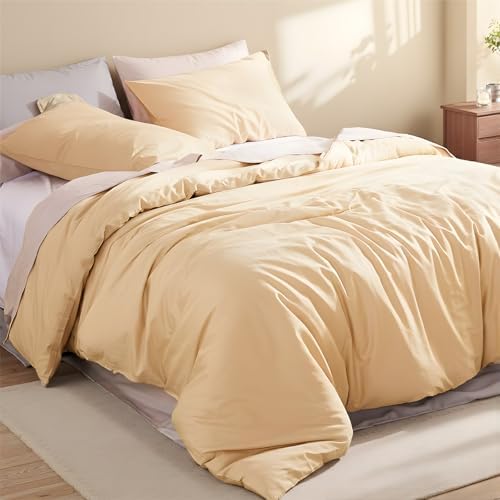 100% Cotton Comforter Set Queen Size – Sandy Beige, Linen-Like