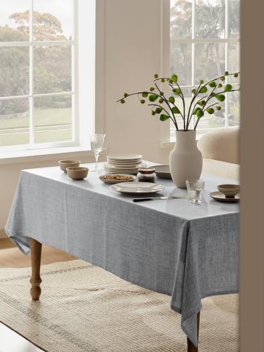 Farmhouse Linen Rectangular Tablecloth, Grey 54x108 Inch