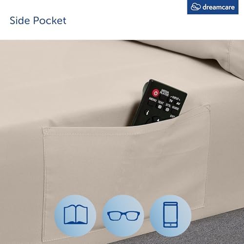 DREAMCARE King Size Sheets Set - King - Extra Deep - Beige