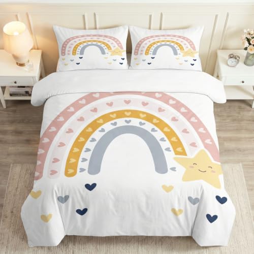 King Duvet Cover Set Soft Microfiber Nordic Countries Rainbow