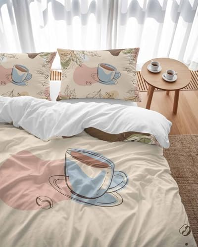 LooPoP Duvet Cover Set Queen SizeBoho Coffee Comforter Sets 3 Pieces