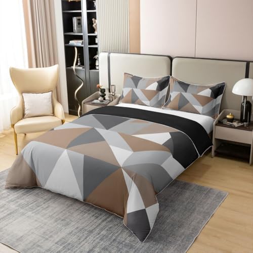 Erosebridal Modern Geometric Bedding Set King Brown Grey White 100%