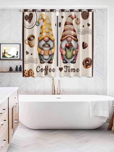 Curtains 96 Inches Long 2 Panels, Farmhouse Coffee Time Grommets