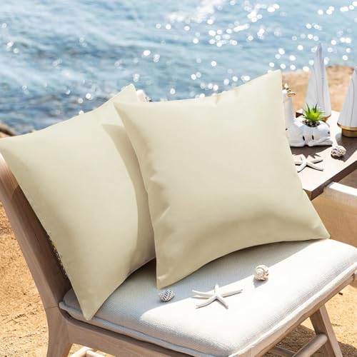 Outdoor Waterproof Pillow Covers 18x18 Set of 2 Decorative Patio